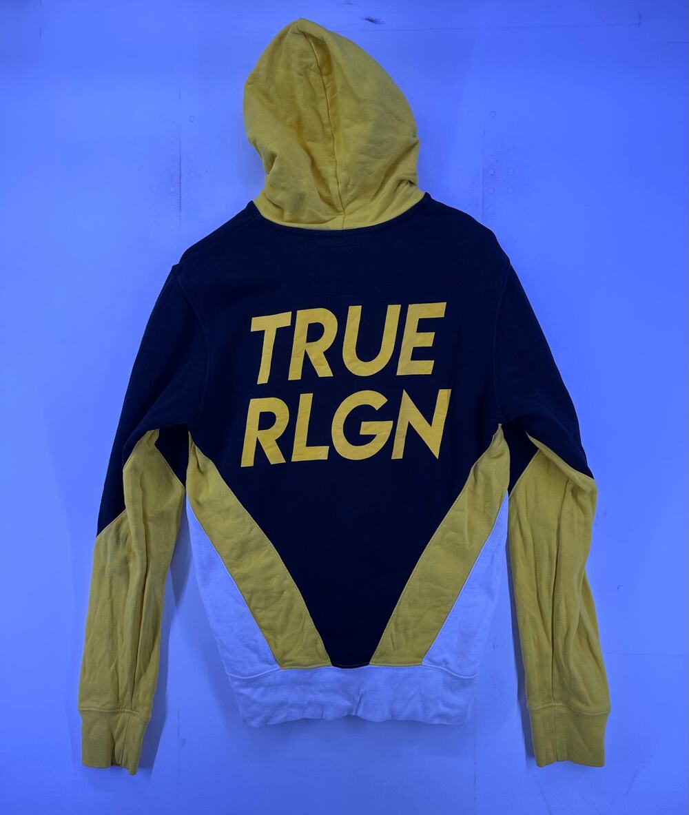 True Religion Black and Yellow Zip Up Hoodie Size Small